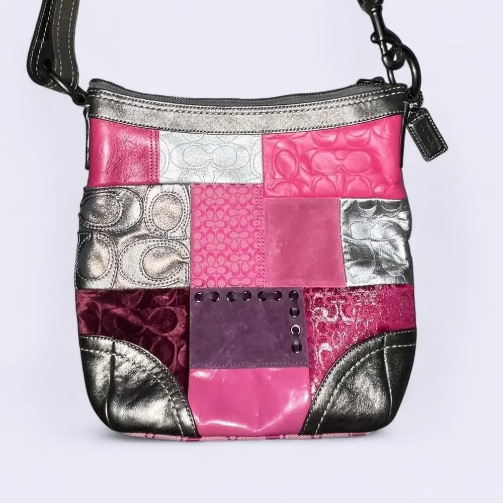 Vintage coach patchwork leather shoulder bag